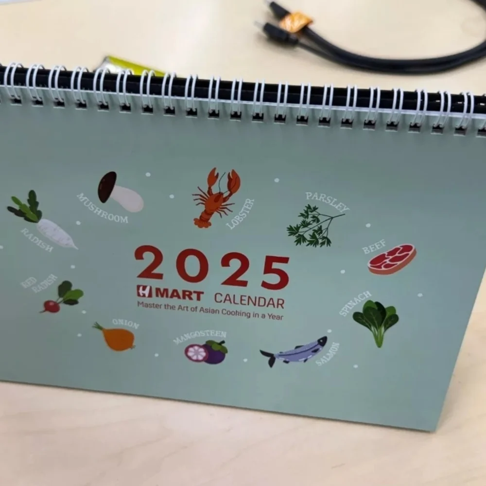 Green and Black 2025 Office Calendar with Spiral Binding